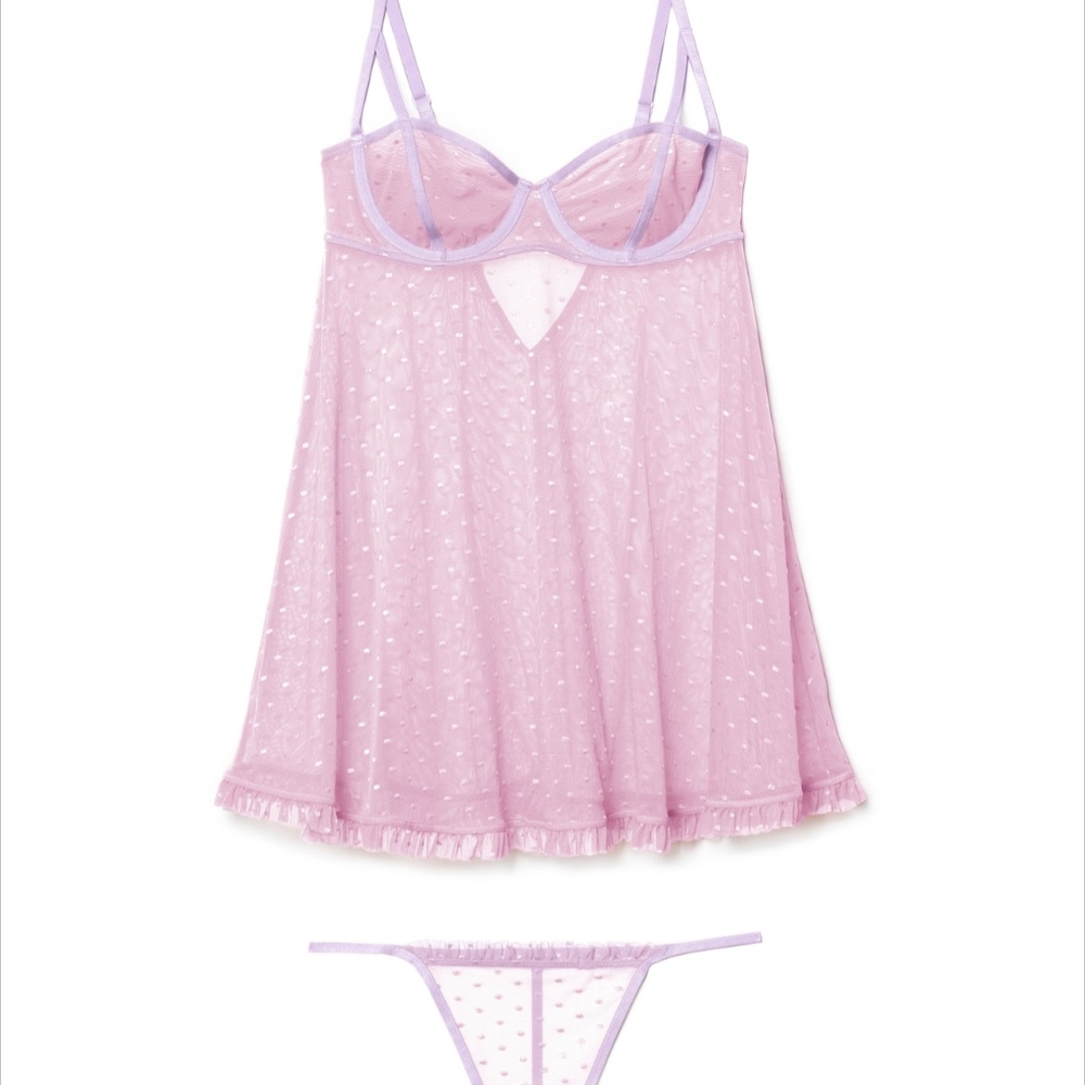 Adore Me Pink Aubrey Chemise with Sheer A-Line Silhouette